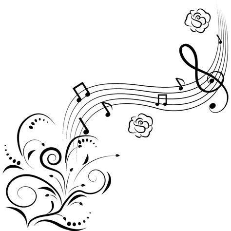 music notes with flowers - Clip Art Library