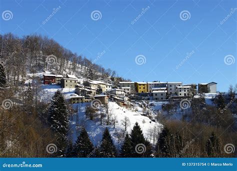 Snow mountain village stock photo. Image of landscape - 137315754