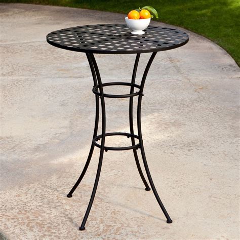 Black Wrought Iron Outdoor Bistro Patio Table with Timeless Round Tabletop | Patio table, Iron ...