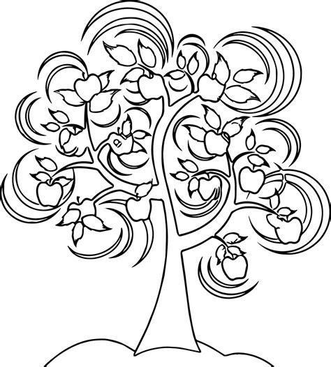 Nice Cute Apple Tree Coloring Page Tree Coloring Page Farm Coloring ...