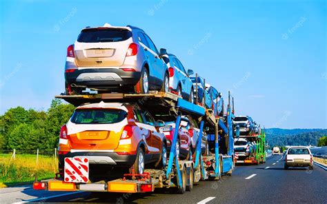 Premium Photo | Cars carrier truck in road or highway of Poland. Lorry ...