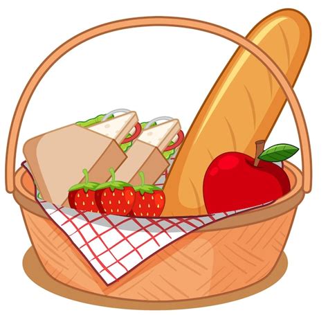 Picnic Basket With Food Clipart