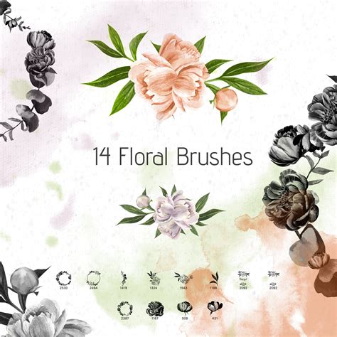 Free 14 Floral Photoshop Brushes by Peony - PsFiles