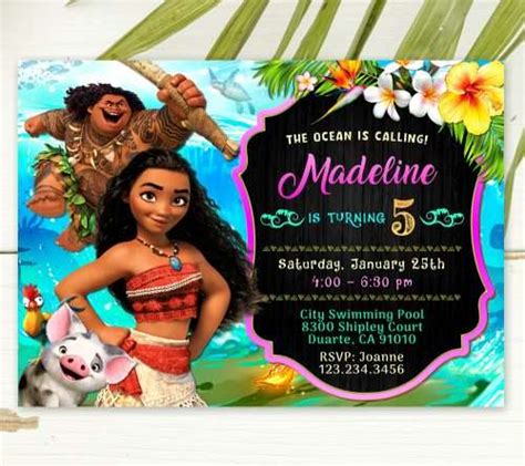 Moana Birthday Invitations - edit Online now with a FREE demo