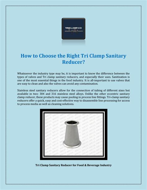 How to Choose the Right Tri Clamp Sanitary Reducer? by Triclamp - Issuu