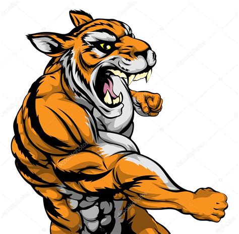 Punching tiger mascot Stock Illustration by ©Krisdog #81789634