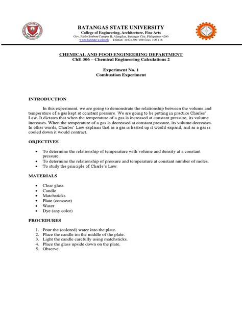 Combustion Experiment | PDF | Gases | Atmosphere Of Earth