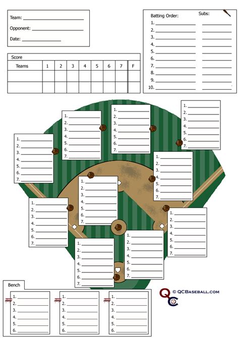 Softball Defensive Lineup Card