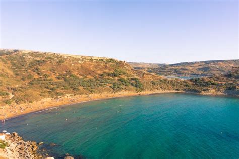 Ghajn Tuffieha Beach at Sunset, in the Golden Bay of Malta Stock Photo ...