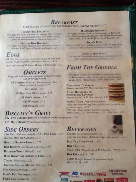 Menu at Hen House restaurant, Springfield