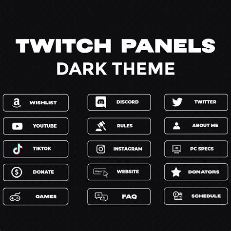 15 Clean Black and White Panels Twitch Panels Premade instant Delivery - Etsy