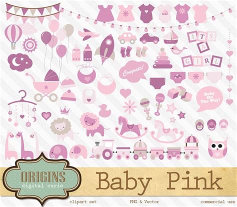 Pink Baby Shower Vector Clipart | Pink baby shower, Baby shower clipart, Free digital ...