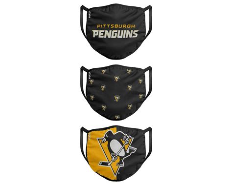 Pittsburgh Penguins 3-Pack NHL Black/Yellow Face Mask - Foco face mask ...