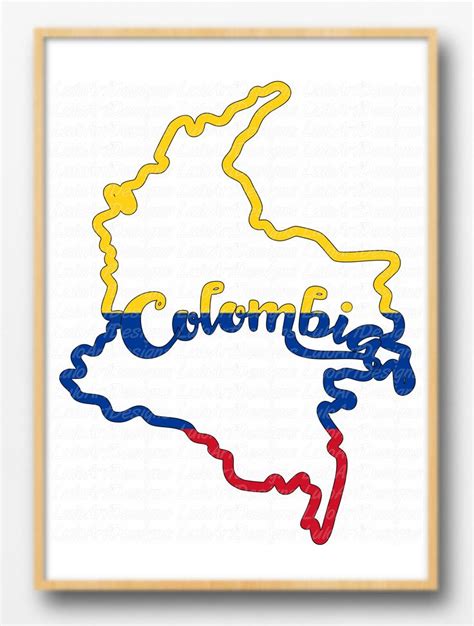 Show off your love for Colombia with our unique country outline wall art featuring the word ...