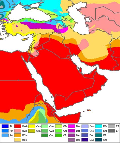 Köppen climate classification map of West Asia | Cold deserts, Physical geography, Climates