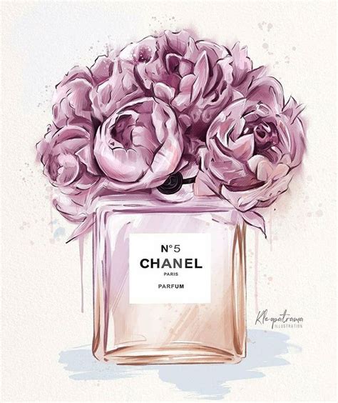 chanel no 5 perfume bottle with pink flowers