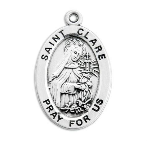 Patron Saint Clare Oval Sterling Silver Medal