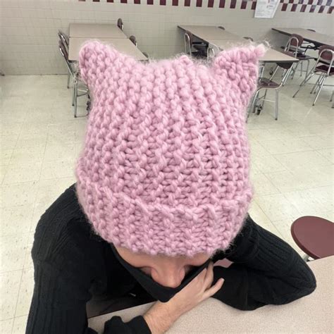 Hand knitted cat hat!! Can do any color you would... - Depop