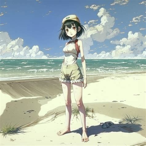 Anime Girl on the Beach Digital Art by Haitch Dias - Pixels