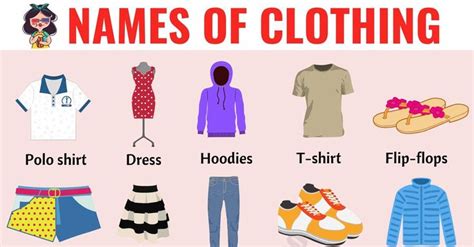 Types of Clothing! Following is a list of useful names of clothing with ...