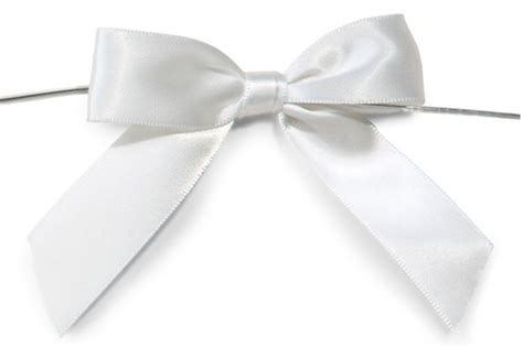 MINI SATIN BOWS with Twist Ties - 20mm - (pk 10) WHITE