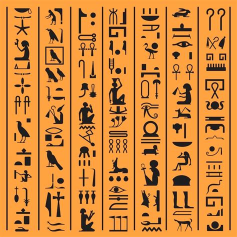 Jeroglíficos egipcios o letras antiguas de egipto fondo papiro. vector ...