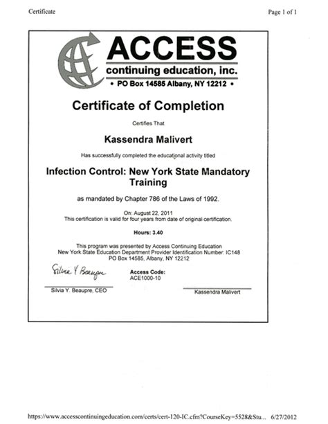 Infection Control Training | Kassandra Malivert's ePortfolio