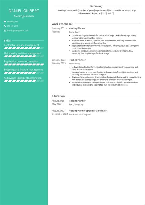 Meeting Planner Resume Examples and Templates