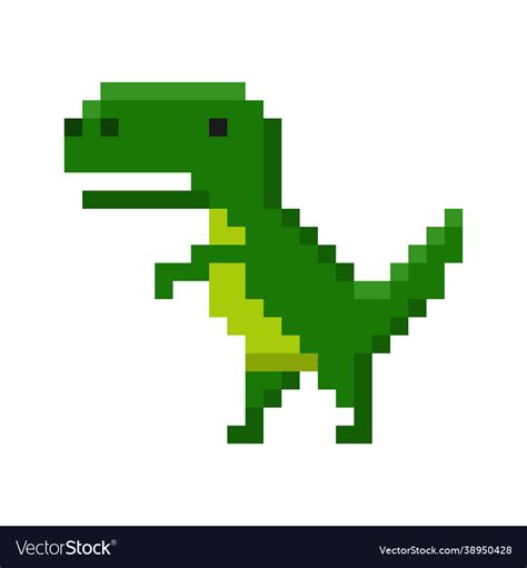 Pixel art dinosaur icon isolated on white Vector Image