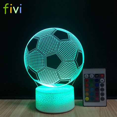 3d Lighting Fixture Football LED Table Night Lamp Remote Control RGB 7 Colors Changing Indoor ...