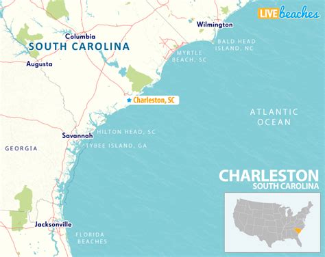 Map of Charleston, South Carolina - Live Beaches