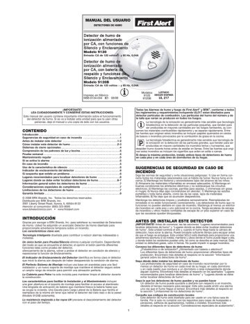 First Alert 9120B User's manual | Manualzz