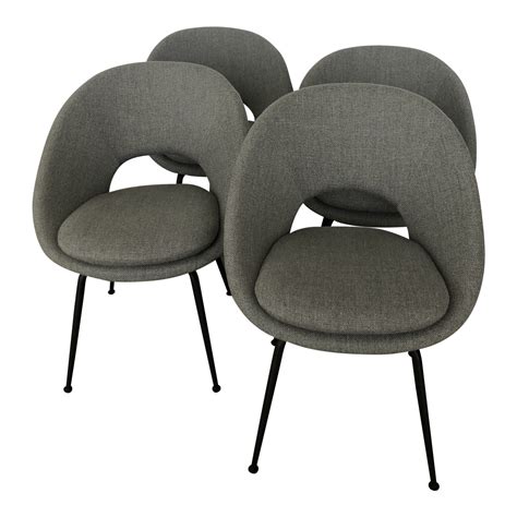 West Elm Orb Upholstered Dining Chairs - Set of 4 | Chairish