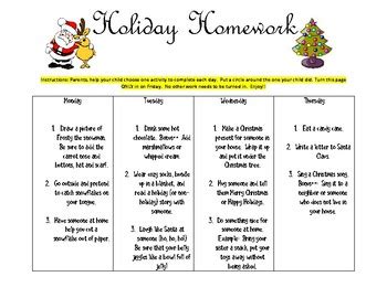 Holiday Homework by AmazingMrsV | Teachers Pay Teachers