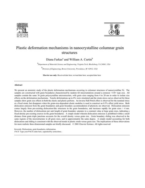 Plastic deformation mechanisms in