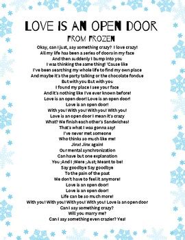 Love is an Open Door lyric sheet by Magical Memories by Leighanne