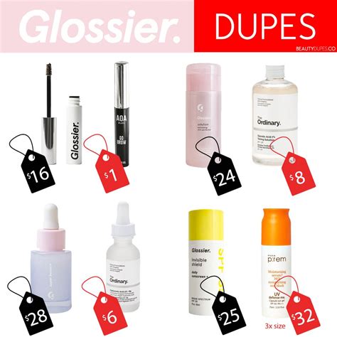 The best Glossier dupes! - boy brow - super bounce serum - exfoliating solution - invisible ...