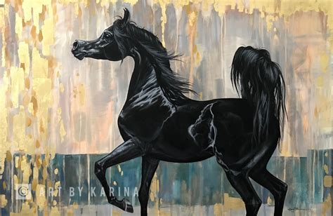 Original Arabian horse art oil painting g by Karina Peacemaker. Art By Karina. Custom horse art ...