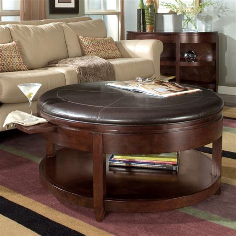 10 Inspirations Large Round Leather Ottomans Coffee Tables Furniture