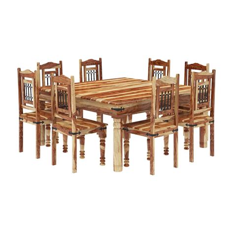 Peoria Solid Wood Square Dining Table Set For 8