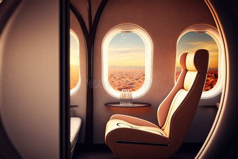 Interior of Luxurious Private Jet with Leather Seats. Generative Ai ...