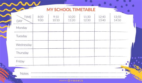 Artistic School Timetable Template Vector Download