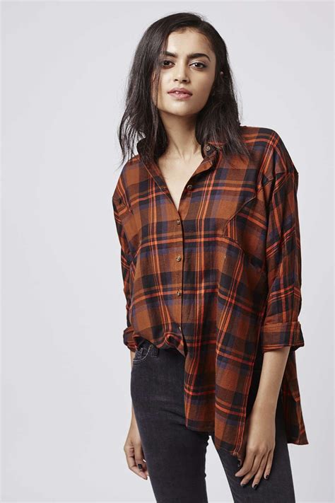 Oversized Checked Shirt - Topshop Check Shirt, Topshop, Print Design, Plaid, Blouses, Shirts ...