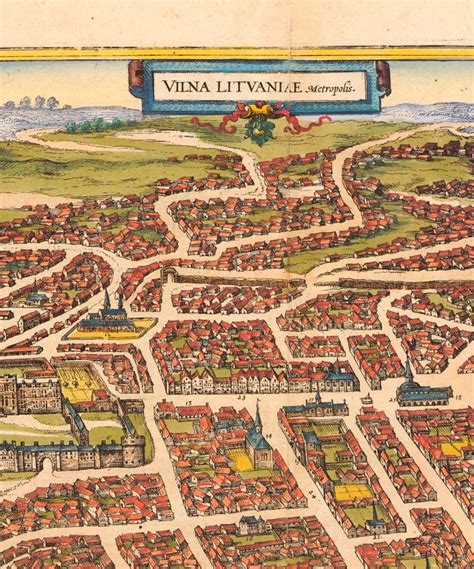 Vilnius / Vilna / Wilno Vintage Historical Antique City Map on Paper, Metropolis Map Art ...