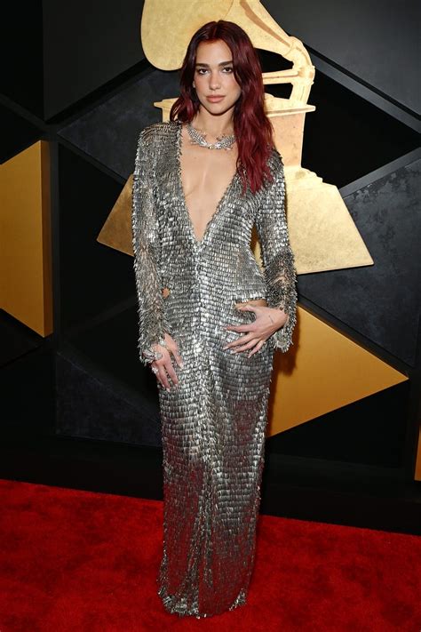 Dua Lipa Goes Full Glam in Silver Sequins at the 2024 Grammys