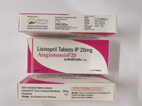 Lisinopril 20mg, Treatment: Hypertention, Rs 197 /strip Kachhela Medex Private Limited | ID ...