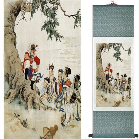 The monkey king caused havoc in heaven art painting silk scroll ...