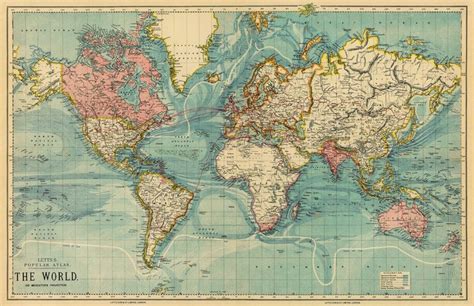 Vintage Map of the World Print on Canvas - Etsy | World map printable, World map poster, Vintage ...