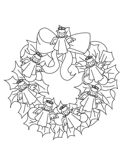 Christmas Wreath with Angels coloring page - Download, Print or Color ...