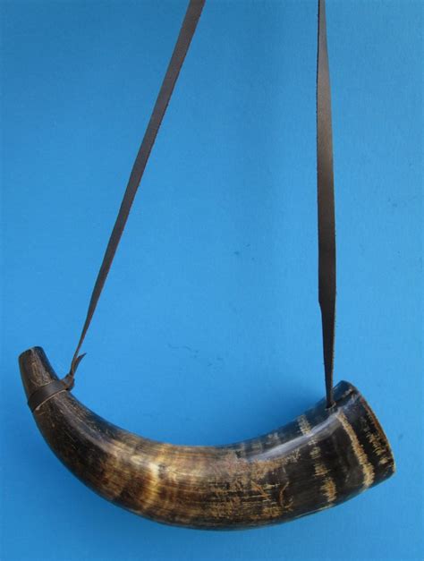 14-7/8 inches Viking War Horn, with Leather Shoulder Strap , Blowing Horn